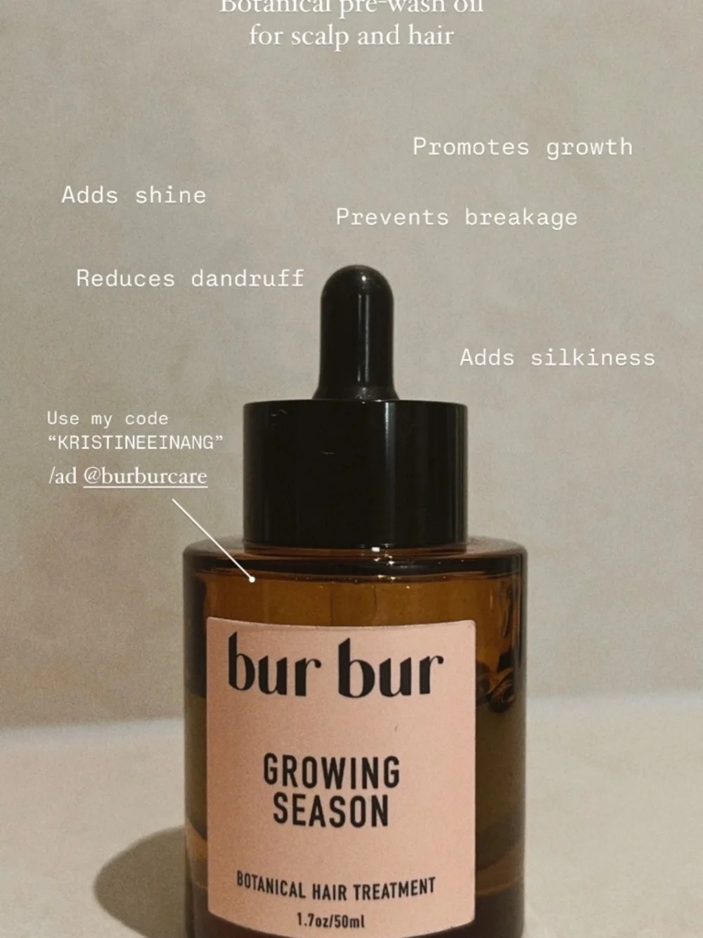 Bur bur Growing Season Botanical Hair Treatment Oil 1.7 oz / 50 mL & 10ml Set 2